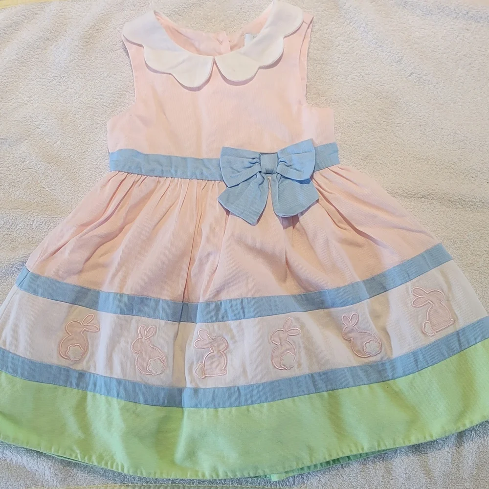 Maggie & Zoe Pink and Blue Dress with Bunny Details - Picture 1 of 5